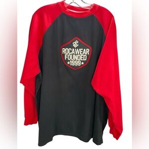 vintage Rocawear long-sleeve T-shirt in black and red, 2XL, decal on left arm